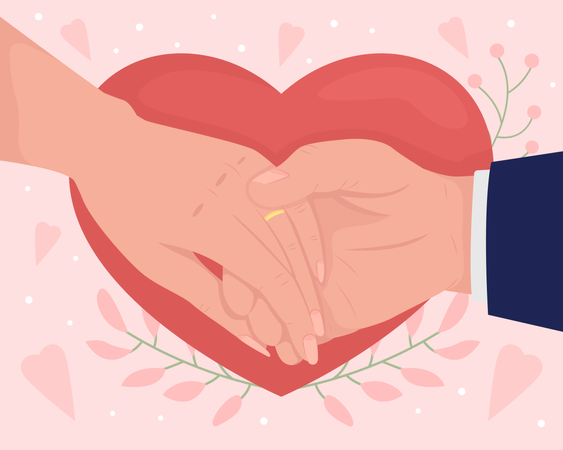 Couple holding hands after weeding  Illustration