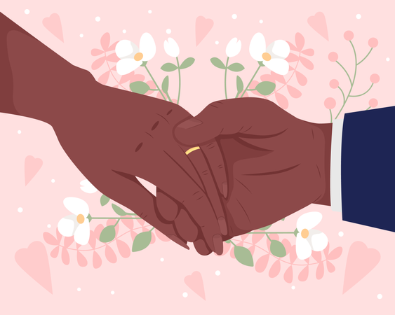 Couple holding hands after weeding  일러스트레이션