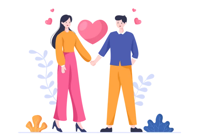 Couple holding hands  Illustration