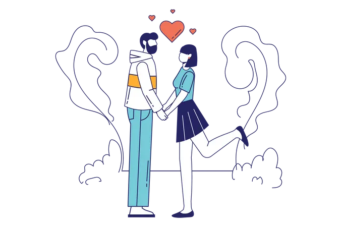 Couple holding hands  Illustration