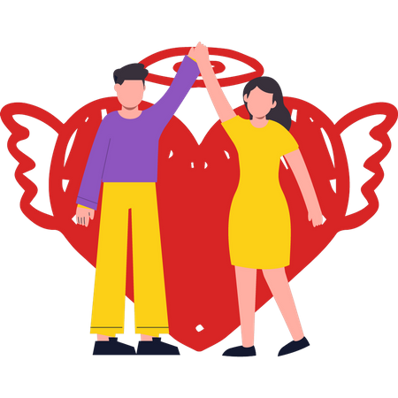 Couple holding hands  Illustration