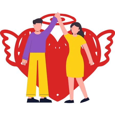 Couple holding hands  Illustration