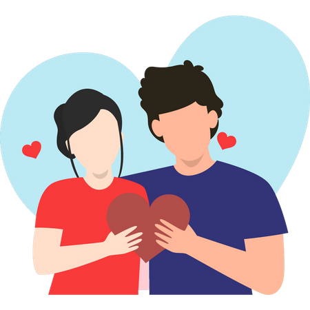 Couple holding Heart  Illustration
