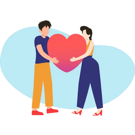Couple holding heart  Illustration