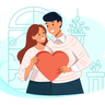 illustrations for couple holding heart