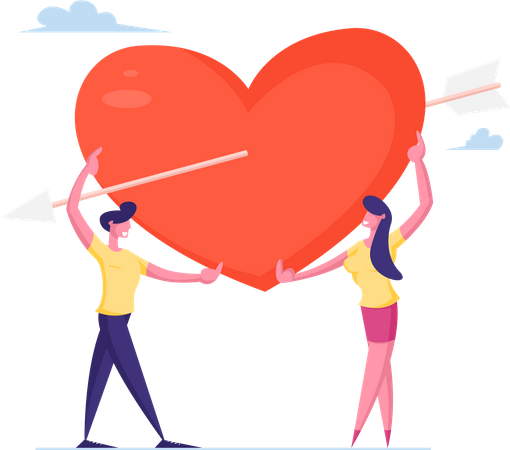 Couple holding heart  Illustration