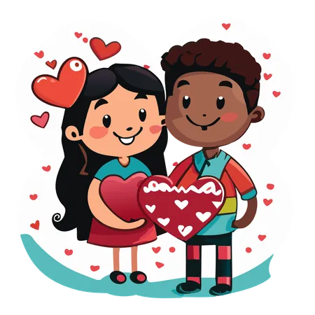 Couple holding heart  Illustration