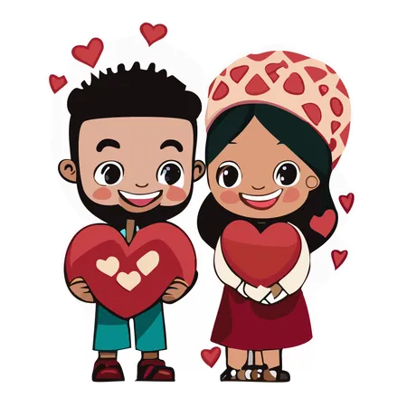 Couple holding heart  Illustration