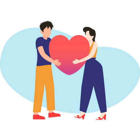 Couple holding heart  Illustration