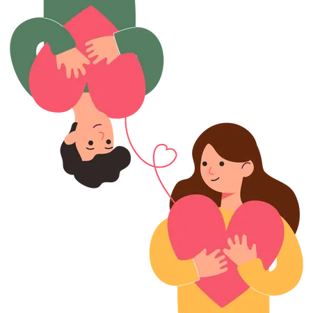 Couple holding heart  Illustration