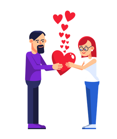 Couple holding heart  Illustration