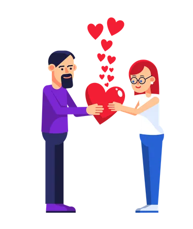 Couple holding heart  Illustration