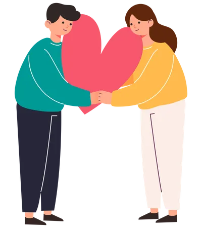 Couple holding heart  Illustration