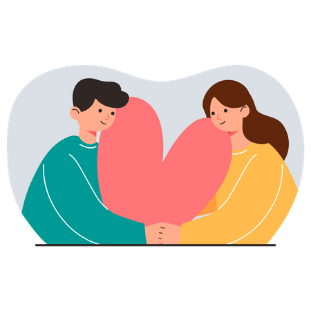 Couple holding heart  Illustration