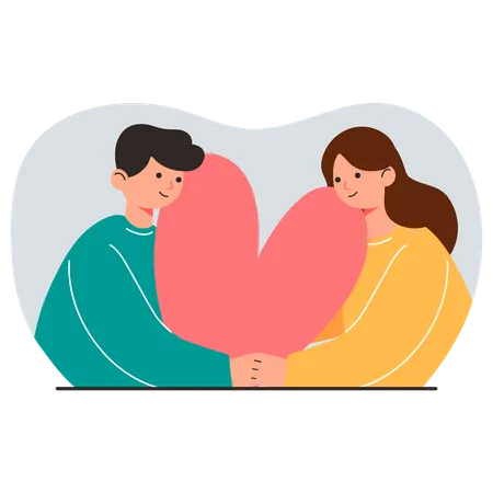 Couple holding heart  Illustration