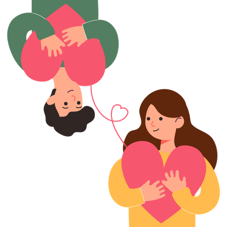 Couple holding heart  Illustration
