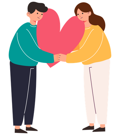 Couple holding heart  Illustration