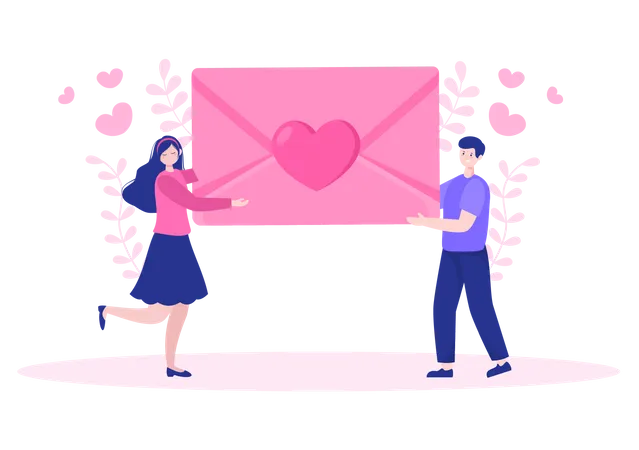 Couple holding Love Letter  イラスト