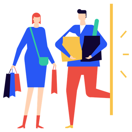 Couple holding shopping bags  Illustration