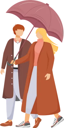 Couple holding umbrella  Illustration