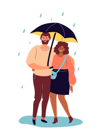 Couple holding umbrella  Illustration