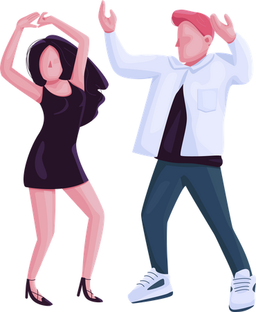 Couple homme et femme dansant ensemble  Illustration
