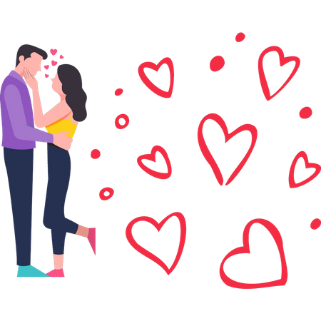 Couple hugging Illustration