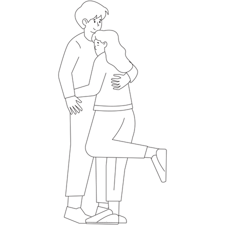 Couple Hugging Illustration