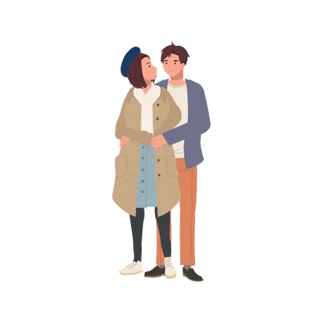 Romantic Couple Embracing Concept Smiling Couple Hugging Cute Young Couple Embrace Each Other Feeling In Love Illustration