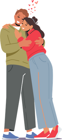 Couple hugging and feeling loved Illustration