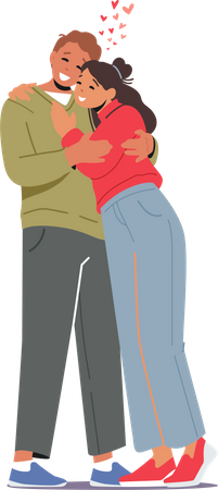 Couple hugging and feeling loved  Illustration