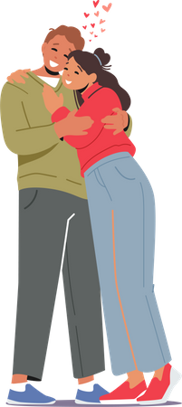 Couple hugging and feeling loved  Illustration
