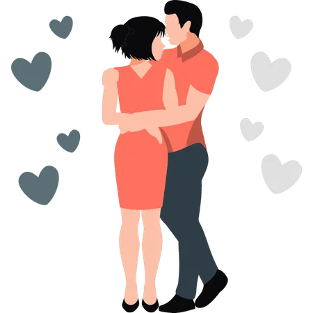 The Couple Hugging Each Other Illustration