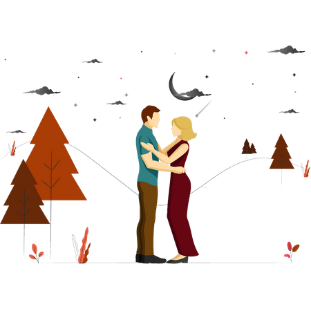 Couple hugging each other. Illustration