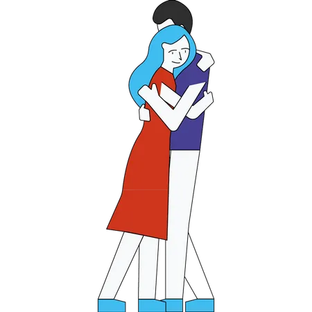 Couple hugging each other Illustration