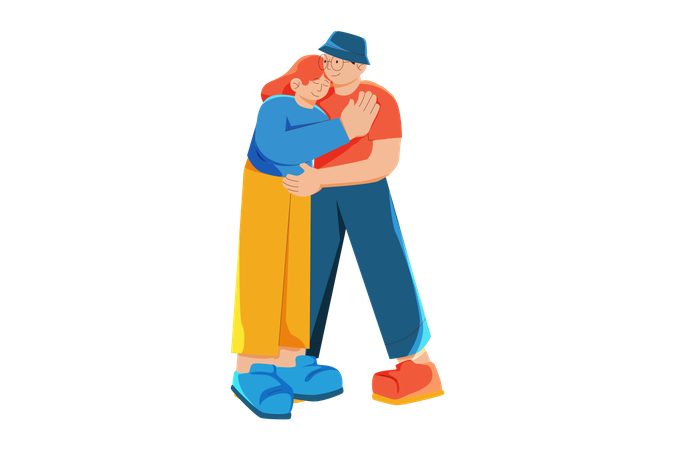 Couple Hugging each other Illustration