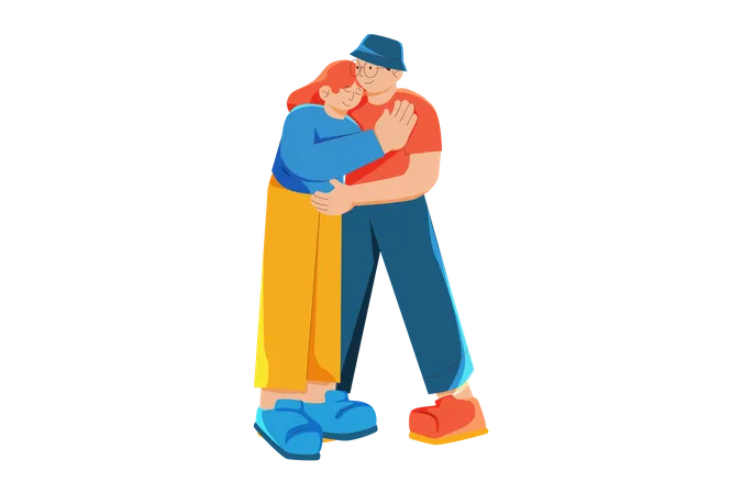 Couple Hugging each other Illustration