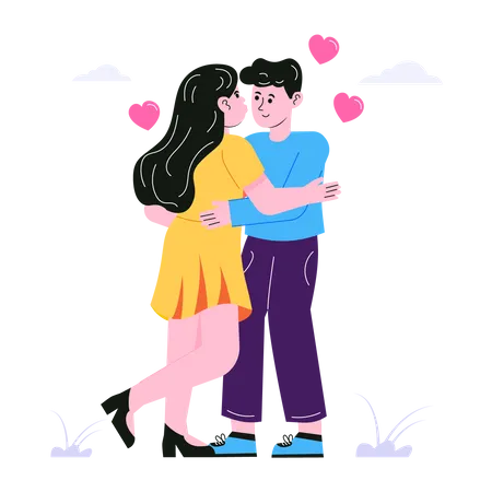 Couple hugging each other Illustration