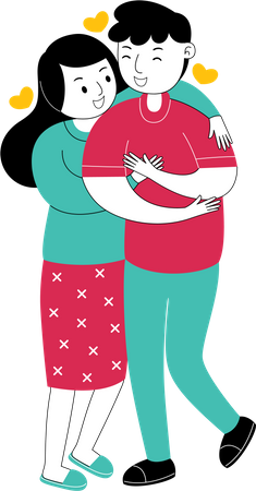 Couple hugging each other  Illustration