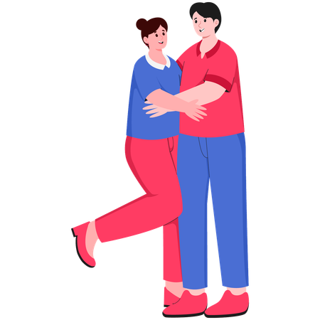 Couple Hugging each other Affectionate  Illustration