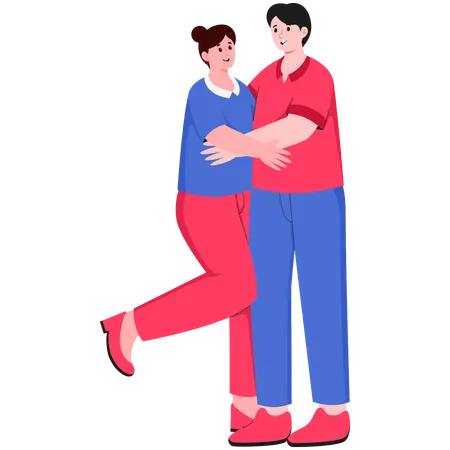 Couple Hugging each other Affectionate  Illustration