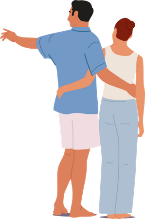 Couple hugging each other from back  Illustration