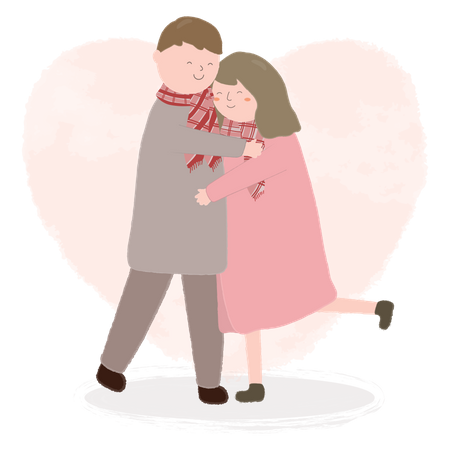 Couple hugging each other on valentines Illustration