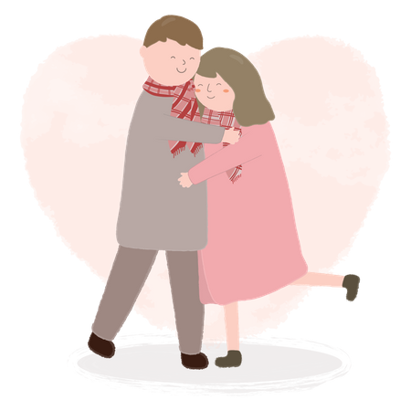 Couple hugging each other on valentines  Illustration