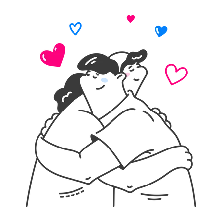 Couple hugging each other tenderly Illustration
