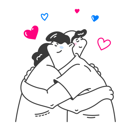 Couple hugging each other tenderly  Illustration