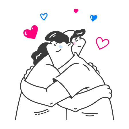 Couple hugging each other tenderly  Illustration