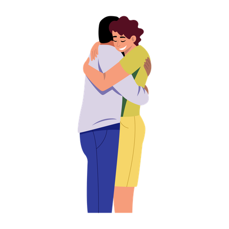 Couple hugging eachother  Illustration