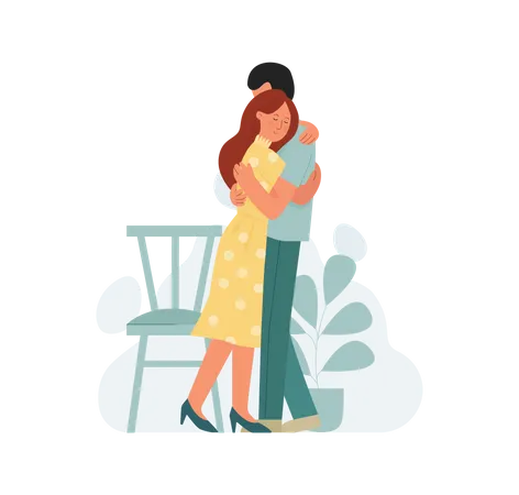 Couple hugging  Illustration