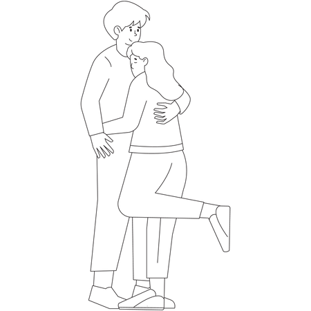 Couple Hugging  Illustration